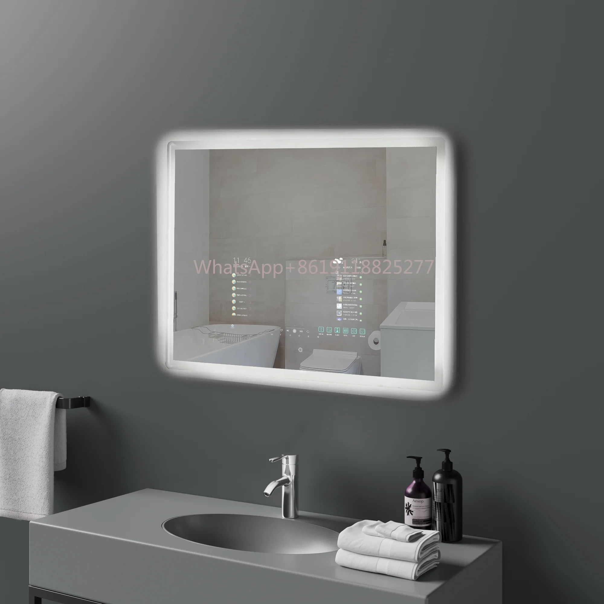 Cabinet With Led Lights Smart Mirror Touch Screen Tv American Style Anti-fog Bathroom Mirrored Medicine