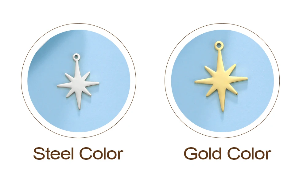 EUEAVAN 5 Stück North Star Charm Edelstahl Charms Kleiner Anhänger Halskette Zubehör Schmuckherstellung Zubehör Großhandel – Detail 6