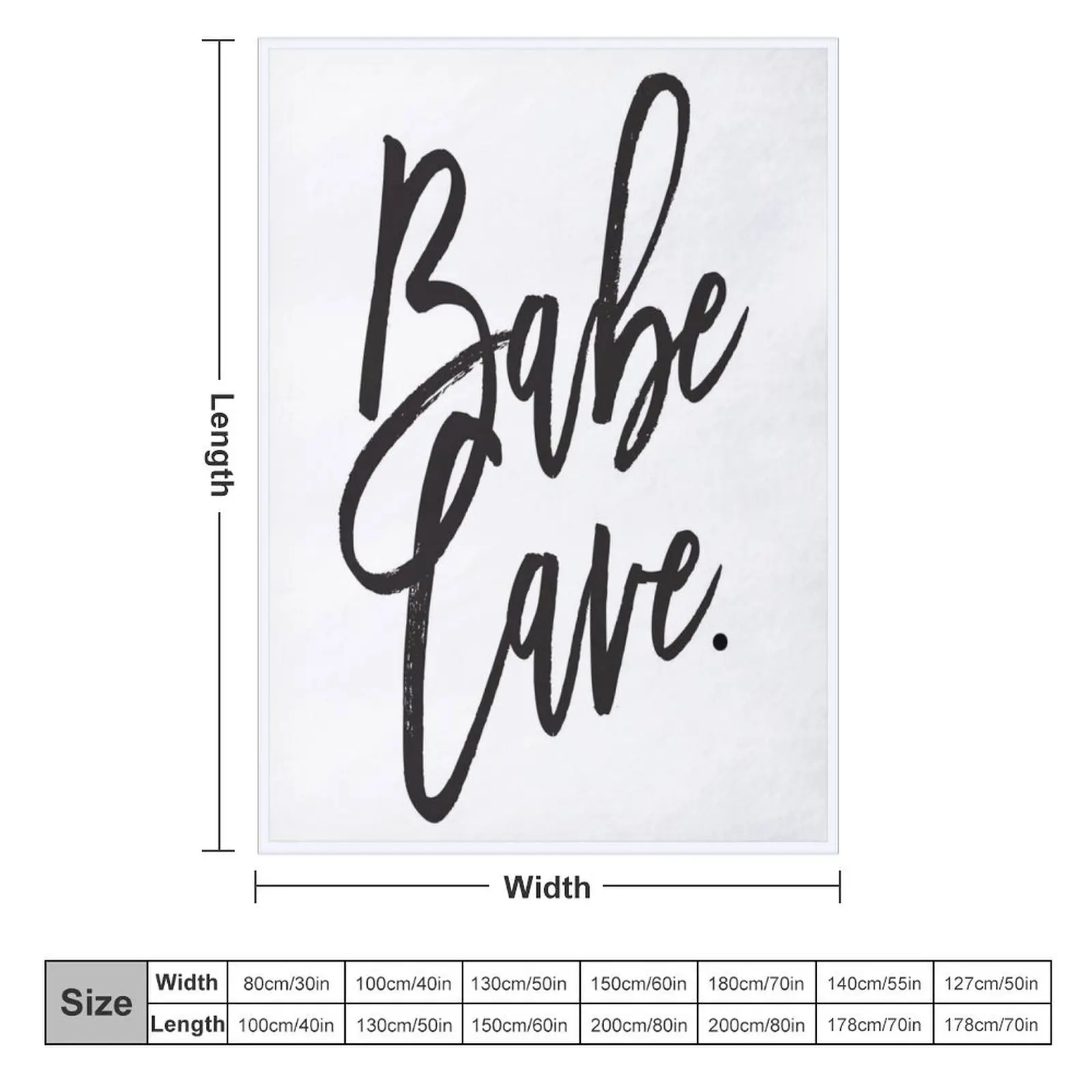 Babe Cave - quote - feminine Girl typography - black and white Throw Blanket Large Softest Furry Decorative Beds Blankets