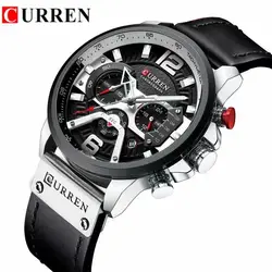 CURREN Luxury Brand Men Analog Leather Sports Watches Male Date Quartz Clock Men's Army Military Watch Relogio Masculino White