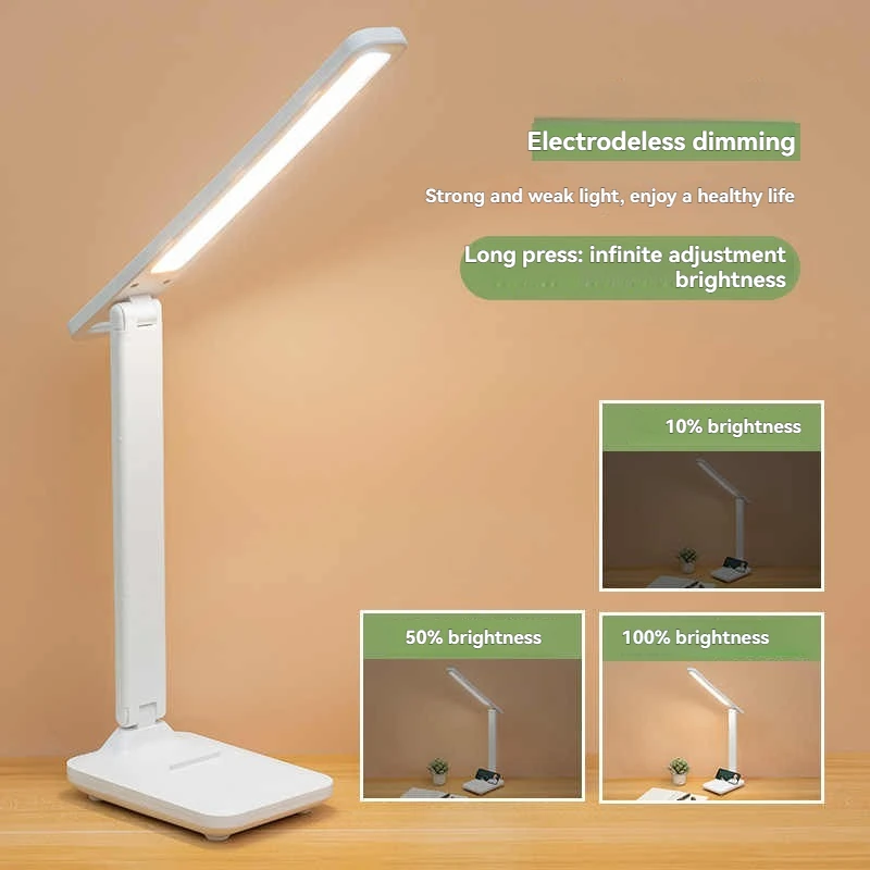 Foldable LED Desk Lamp, Rechargeable Touch Control 3 Dimmable Levels, Eye-Caring Book Reading Light for Bedroom Office Study