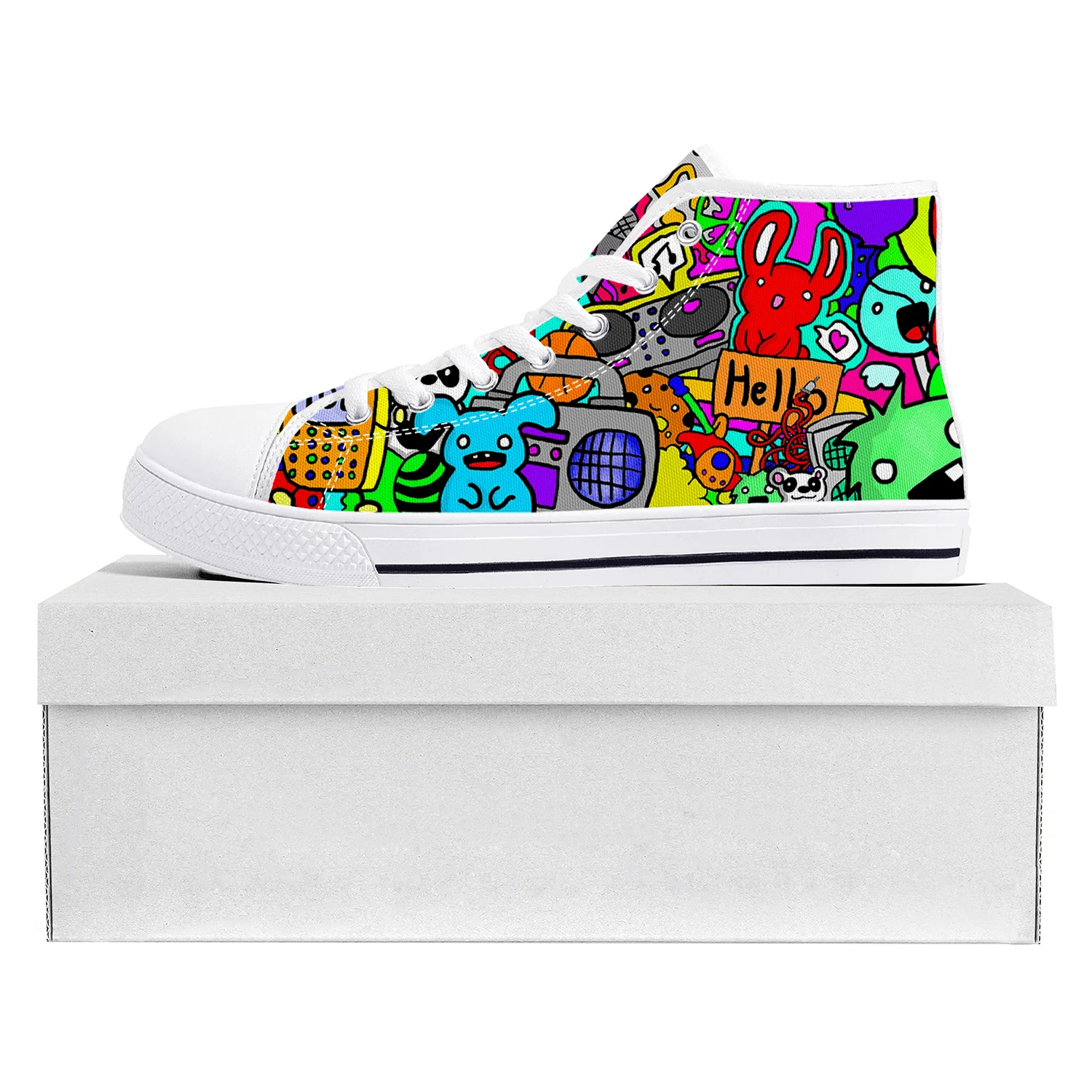 Graffiti Monsters Street Art High Top High Quality Sneakers Mens Womens Teenager Canvas Sneaker Couple Shoes Custom Made Shoe