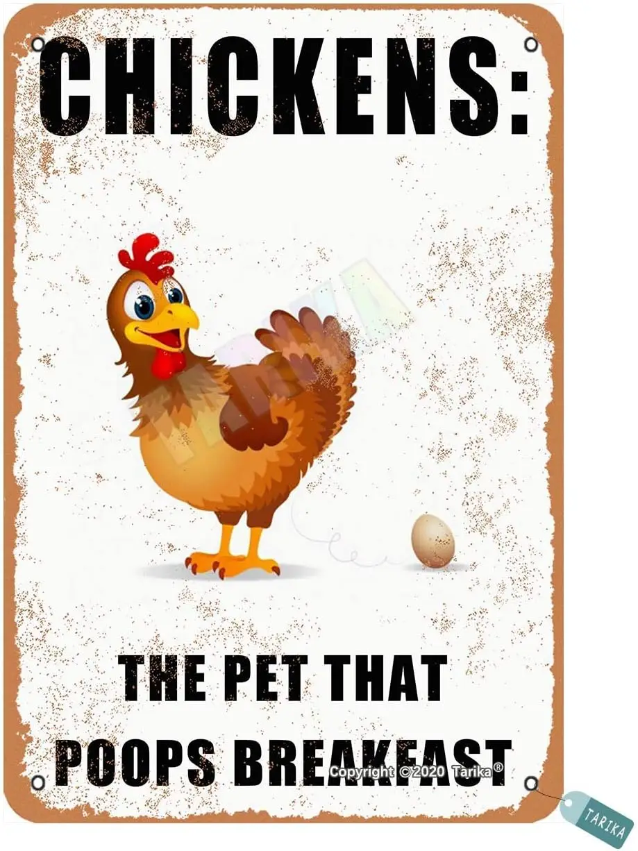 Chickens The Pet That Poops Breakfast for Home,Kitchen,Armhouse,Garden Metal Vintage Tin Sign Wall Decoration 12x8 inches