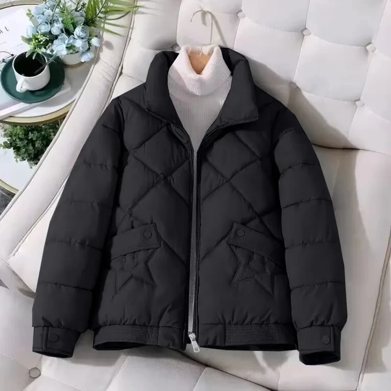 Winter Jacket Women's Stand collar Cotton Warm Coat Korean Loose Ladies Thicken Short Coat Solid Casual Student Jackets Female