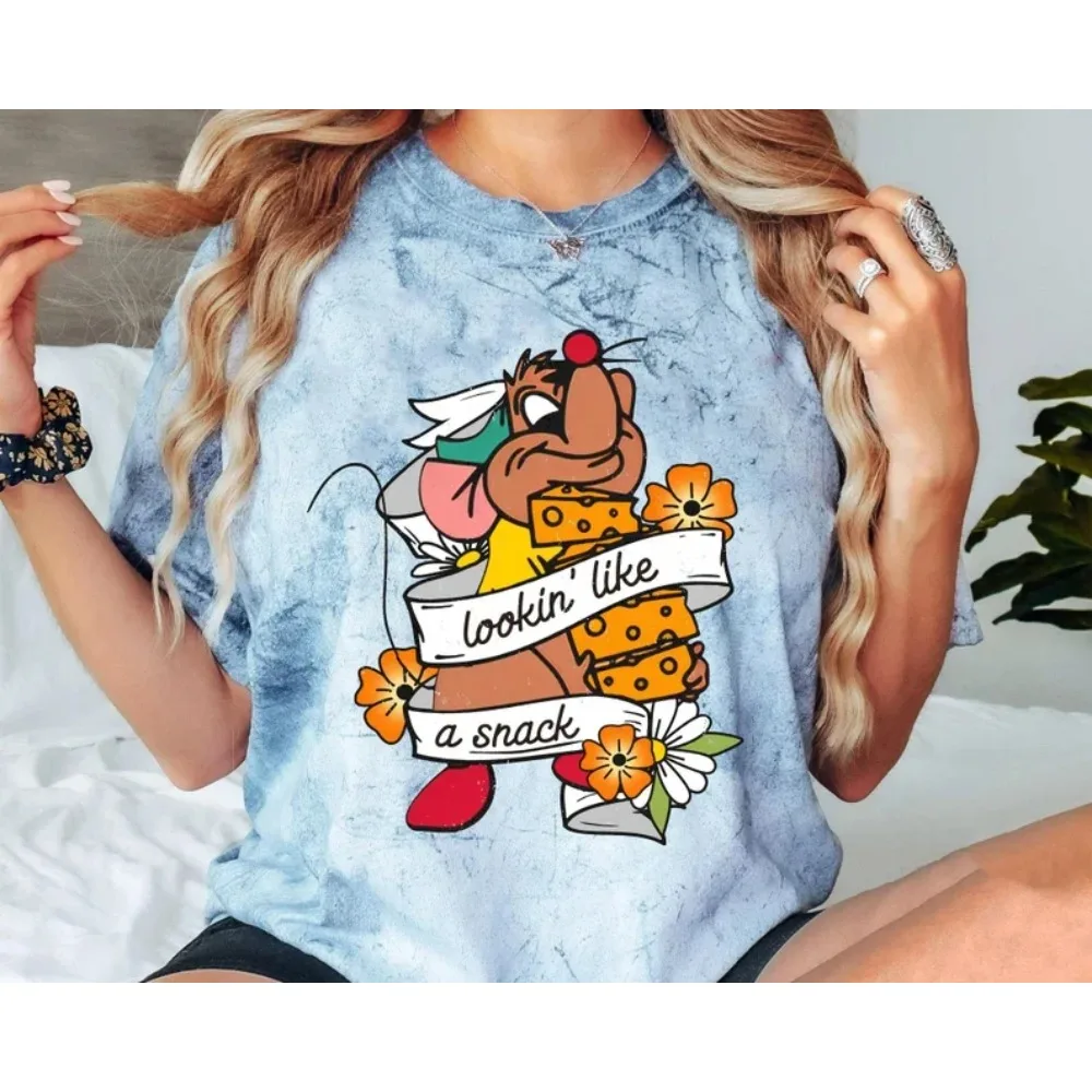 Camiseta casual de manga curta com estampa 3d feminina, camiseta engraçada de rato y2k streetwear clássico criativo pulôver y2k streetwear