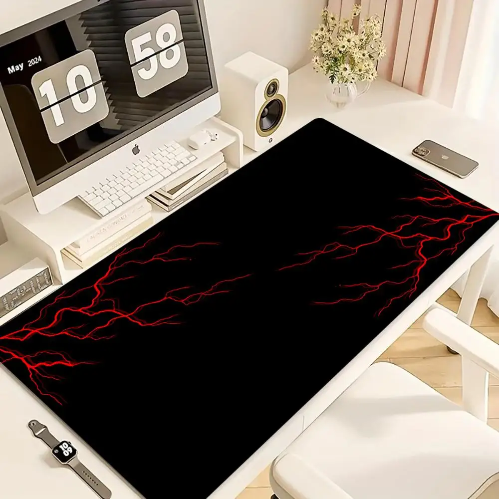 Red Lightning Mouse Pad XL Large Computer Office Game Table Mats XXL Rubber Anti-slip Gaming Keyboard Mousepads Long Desk Pads