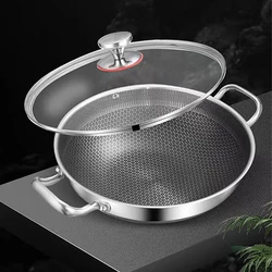 304 Stainless Steel Soup Pot Honeycomb Non-stick Pot with lid Household Hot Pot Induction Cooker Gas Stove Universal Soup Pot