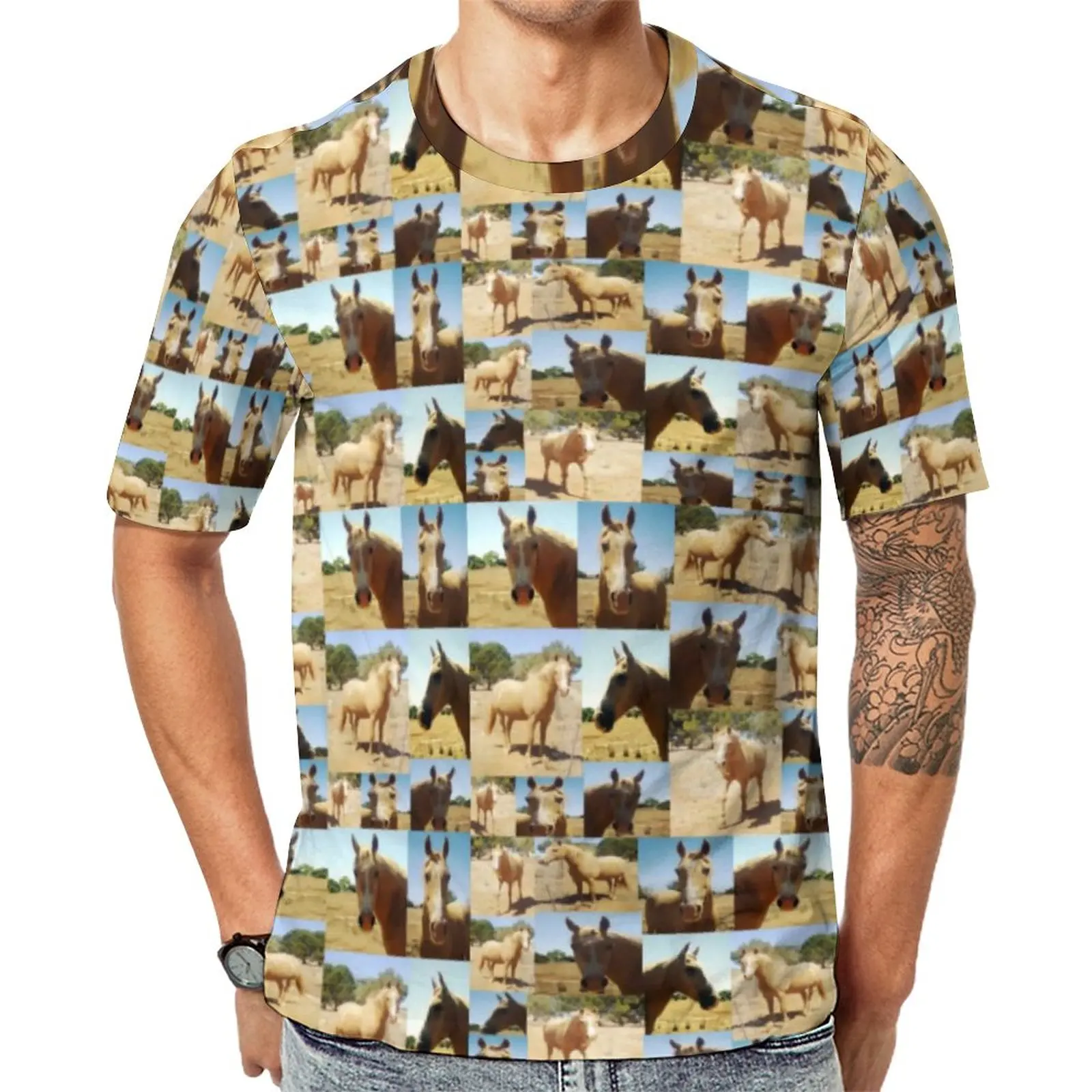 Palomino Horse Photo T Shirt Man Animal Print EMO T-Shirts Beach Novelty Tees Short Sleeves Print Oversized Tops