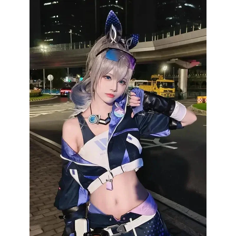 

3;c,5\h;7/CosplayGame Honkai Star Rail Silver Wolf Cosplay Costume Wig Top Earrings Headgear Complete Set Cos Halloweee'5,h'7\f/