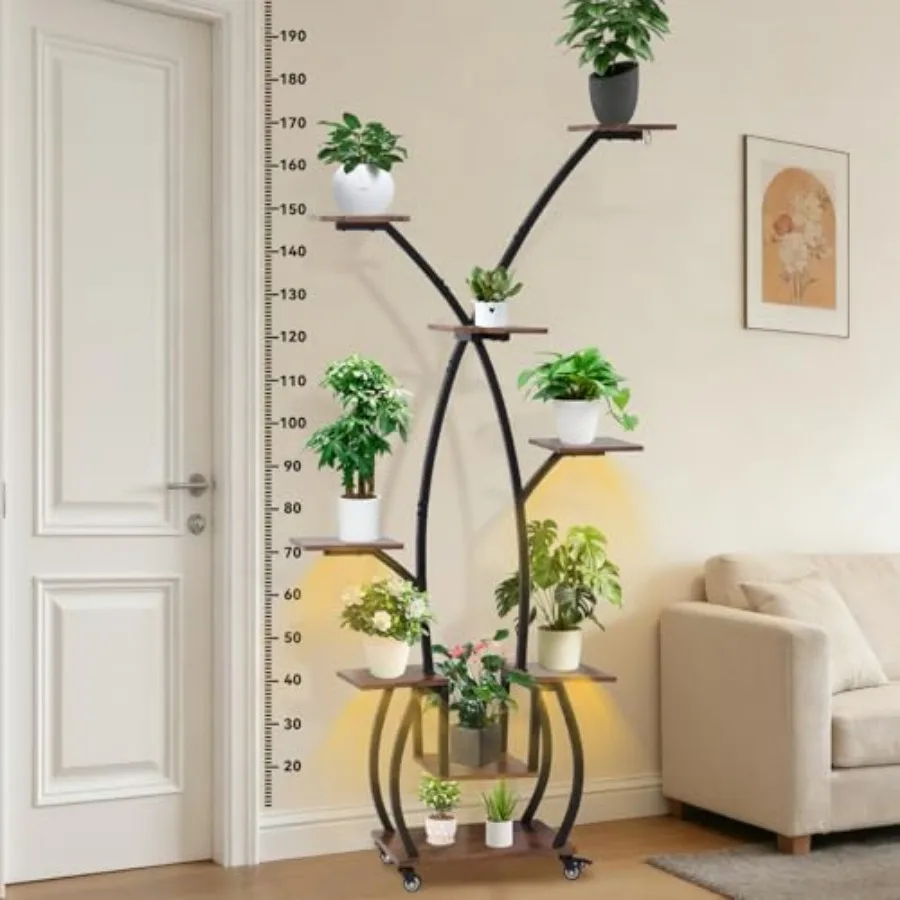 

Plant Stand Indoor with Grow Lights - 82" Tall Plant Shelf Lighted Corner Plant Stands for Indoor Growing 8 Tiered Large Flower