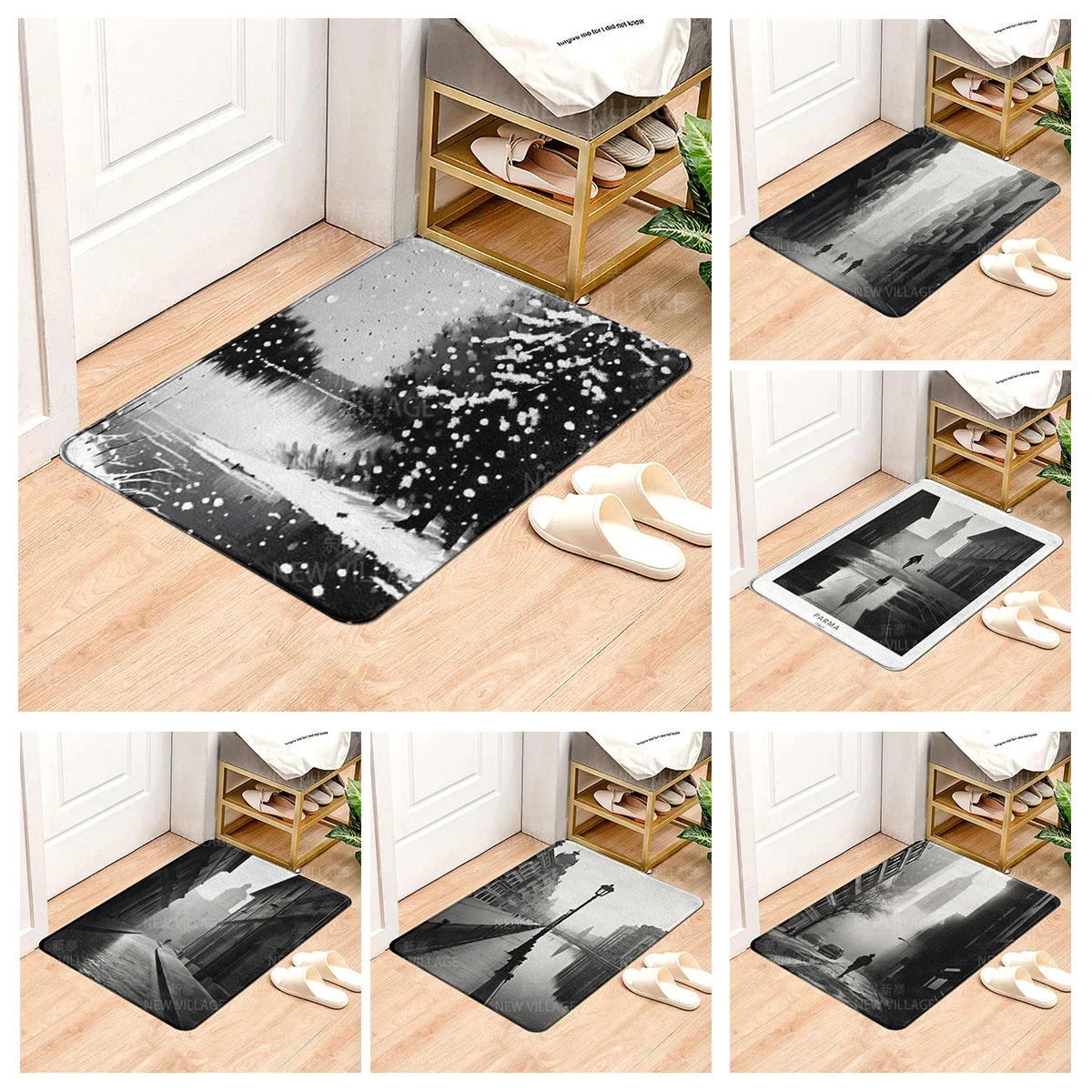 House entrance carpet Home door mat Modern Nordic style Room Bath Foot bathroom non-slip Kitchen water absorption rugs Abstract