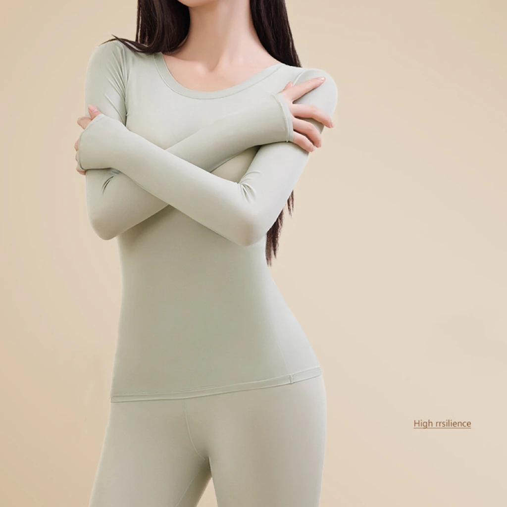 1pcs Women\'s Ultrathin Thermal Underwear Set High elasticity Plus Size Constant Temperature Seamless Long Sleeve Bottoming Sets