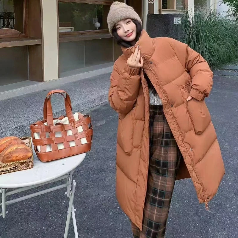 2024 New Women Jacket Mid-length Winter Coat Female Loose Zipper Outerwear Korean Fashions Casual Down Jacket Warm Coats Down