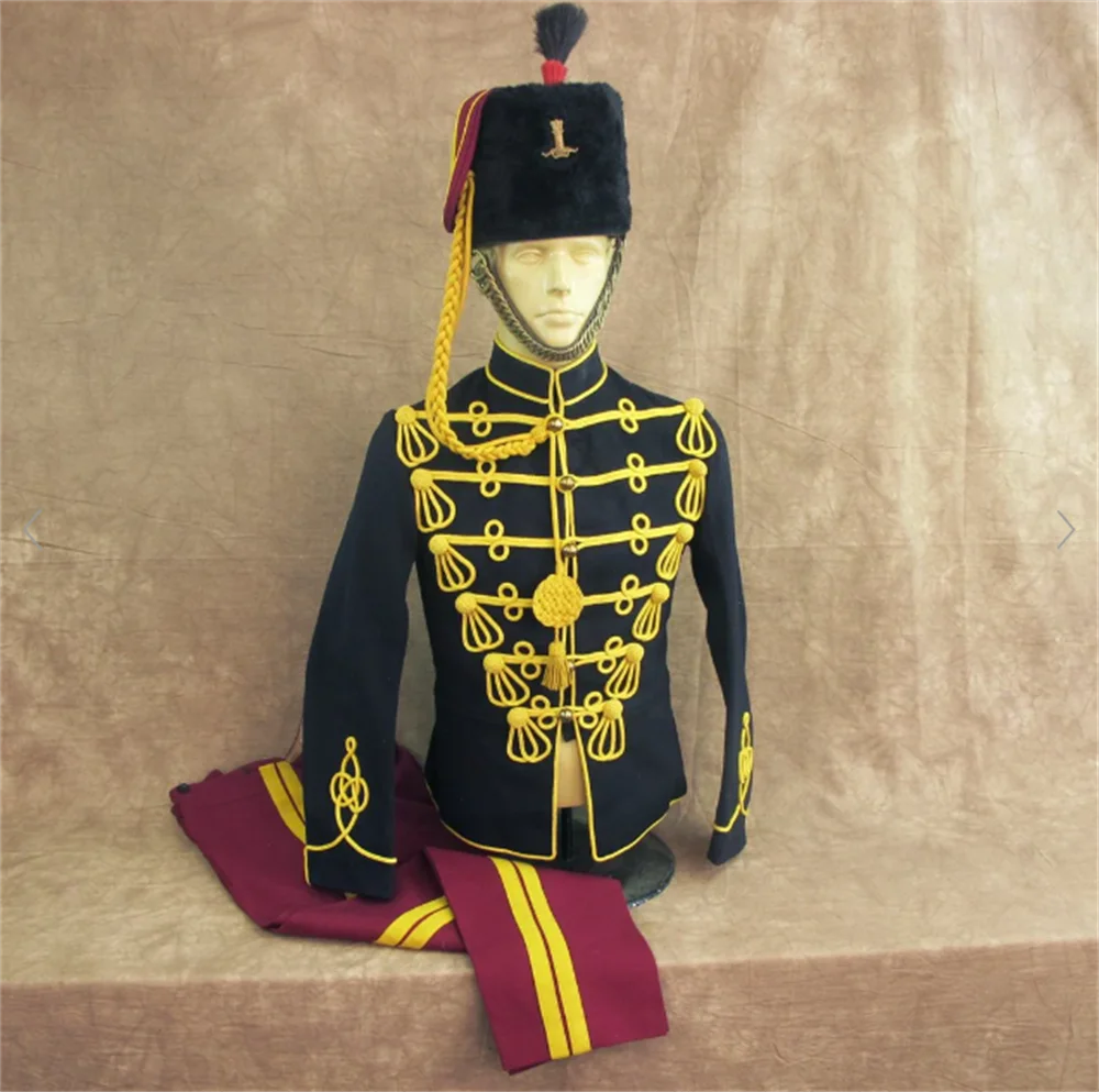 Britische 11th Hussars Armeeuniform Royal Regiment Dolman Civil War Hussar Officers Cosplay Kolonial Militäruniform Jacke Hose