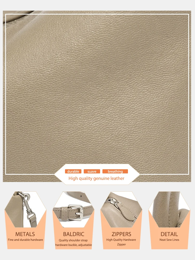 Zency Women's Bag Genuine Leather Vintage Zipper Shoulder Bag Crossbody Summer Small Handbag
