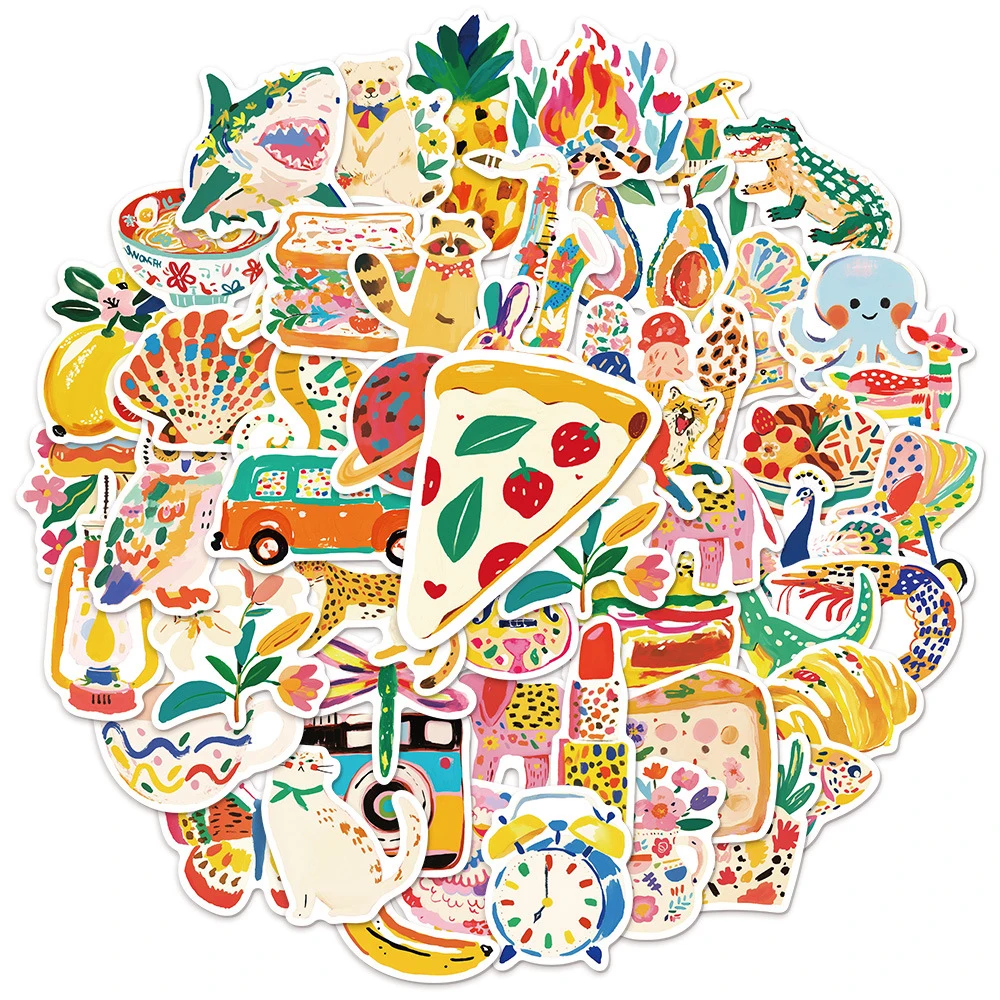 

10/30/50pcs Creative Cartoon Colorful Painting Graffiti Stickers Aesthetic Decals for Kid Toy DIY Suitcase Laptop Sticker Decor