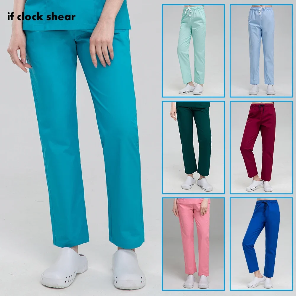 Elastic Waist Pocket Trousers Pet Clinic Work Pants Health Service Nursing Trousers Medical Hospital Doctor Work Clothes Bottom