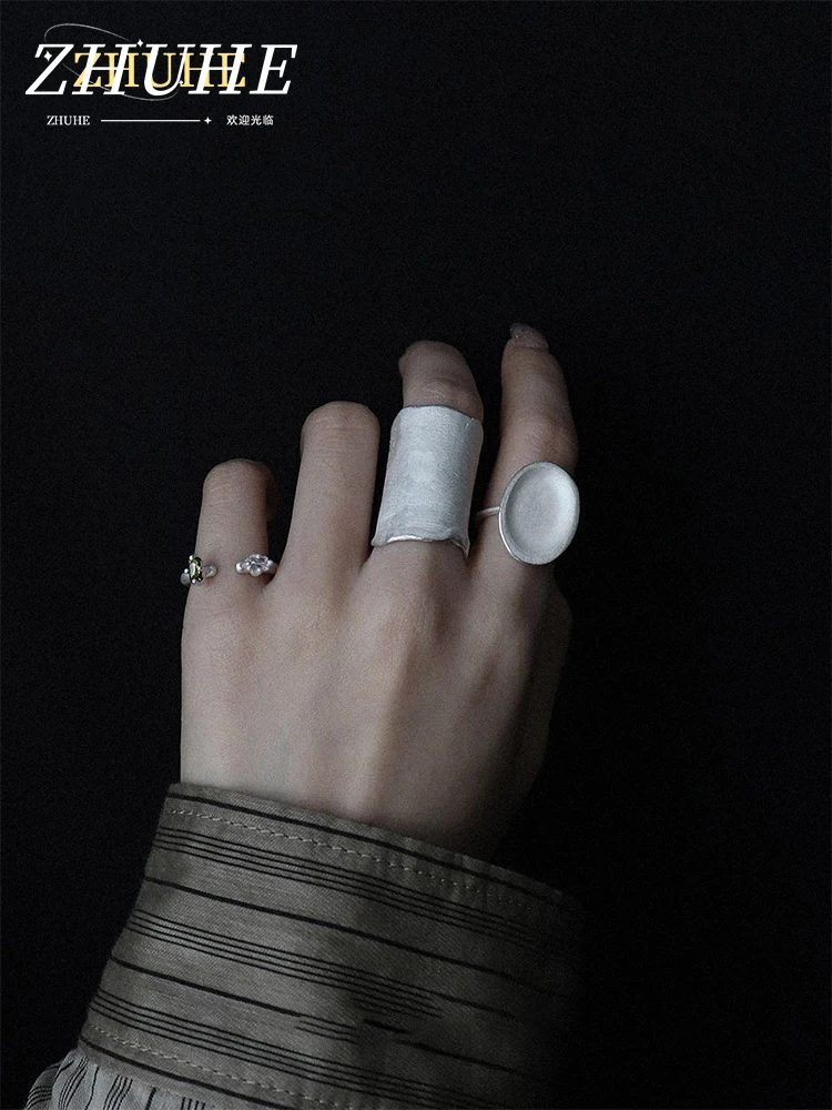 ZHUHE Strukturierter Ring im Retro-Stil, Schmuckzubehör für Damen und Herren