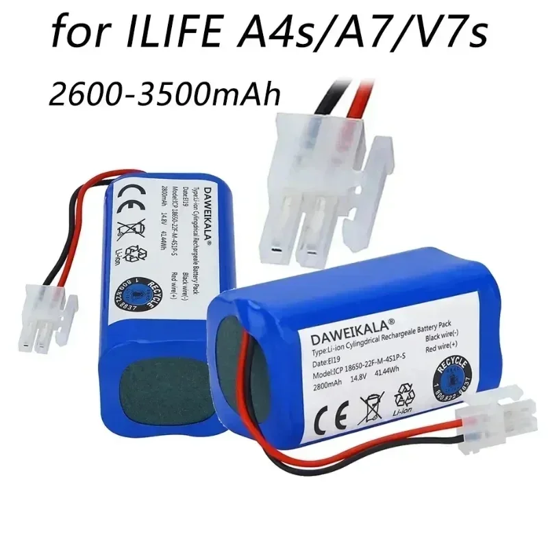 NEW 14.8V 3500mAh 14.4V 3200mAh Lithium Battery For ILIFE A4 A4s V7 A6 V7s Plus Robot Vacuum Cleaner ILife 4S1P real Capacity