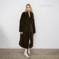 Luxury Faux Mink Coat 9 Neo Mint 2024 Winter Luxury Faux Mink Fur Coat Women Iconic Brand Long Outerwear Jacket Crystal Hooks Street Style Warm Overcoat 3