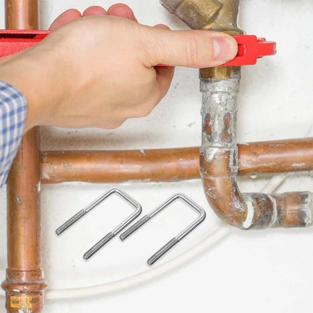 

5 pcs Shape Square Card Stainless Steel Tube Brackets Ocean Fixing Silver Long Screws Sturdy Construction Easy Installation