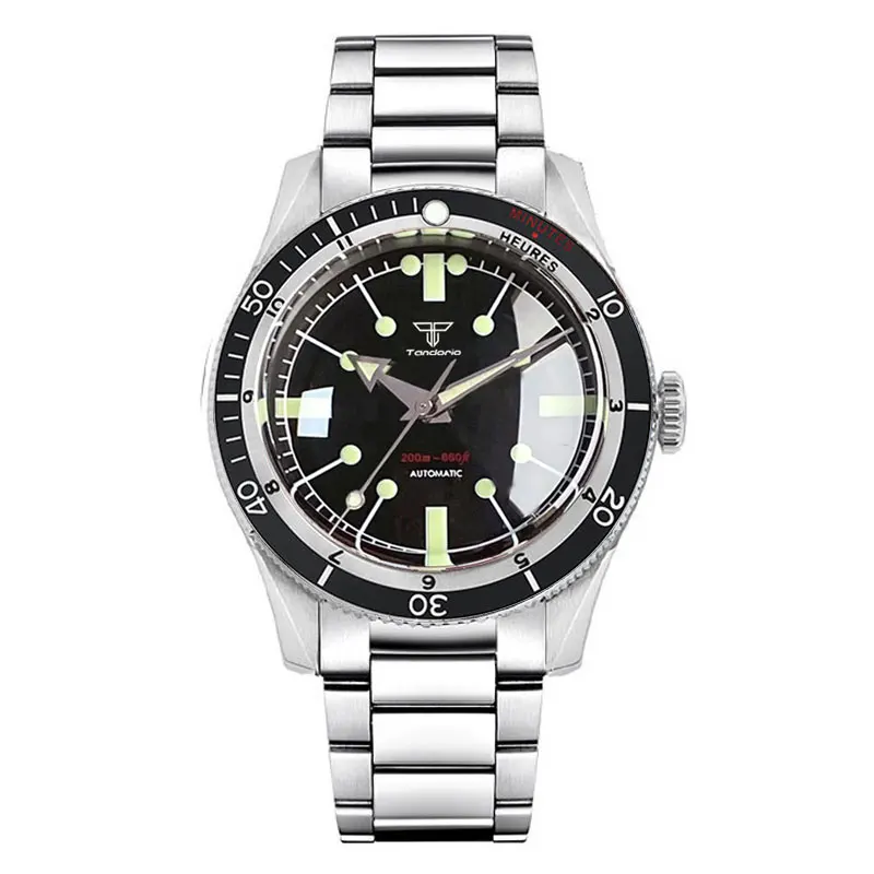 Dome Sapphire Glass Tandorio Dive Steel Automatic Watch Men NH35 PT5000 Steel Bracelet Business Gift Pilot 200m Waterproof Watch