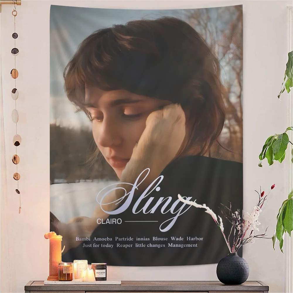 

Famous Singer Clairo Anime Tapestry Hanging Tarot Hippie Wall Rugs Dorm Wall Hanging Sheets