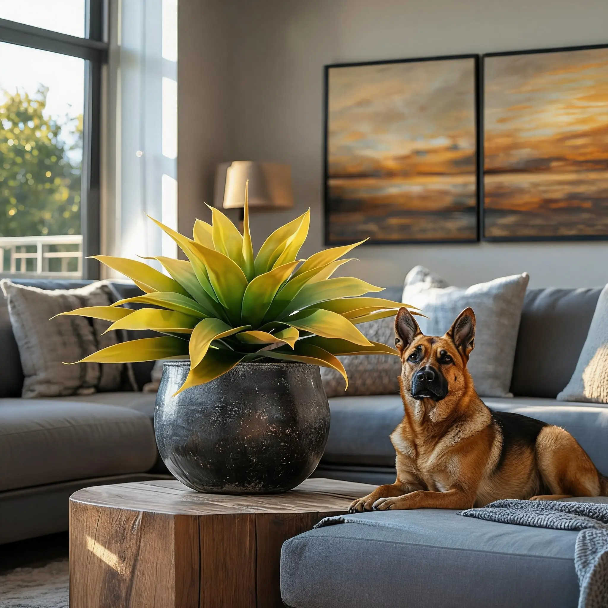Pianta artificiale di agave realistica, con foglie che le conferiscono un aspetto naturale, resistente alla siccità, facile da curare, ideale per decorare interni ed esterni, casa e giardino. Vaso non