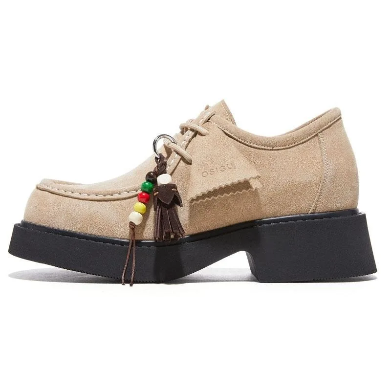 

Retro tassel lace-up shoes men's 2026 spring new small British style platform heightening loafers