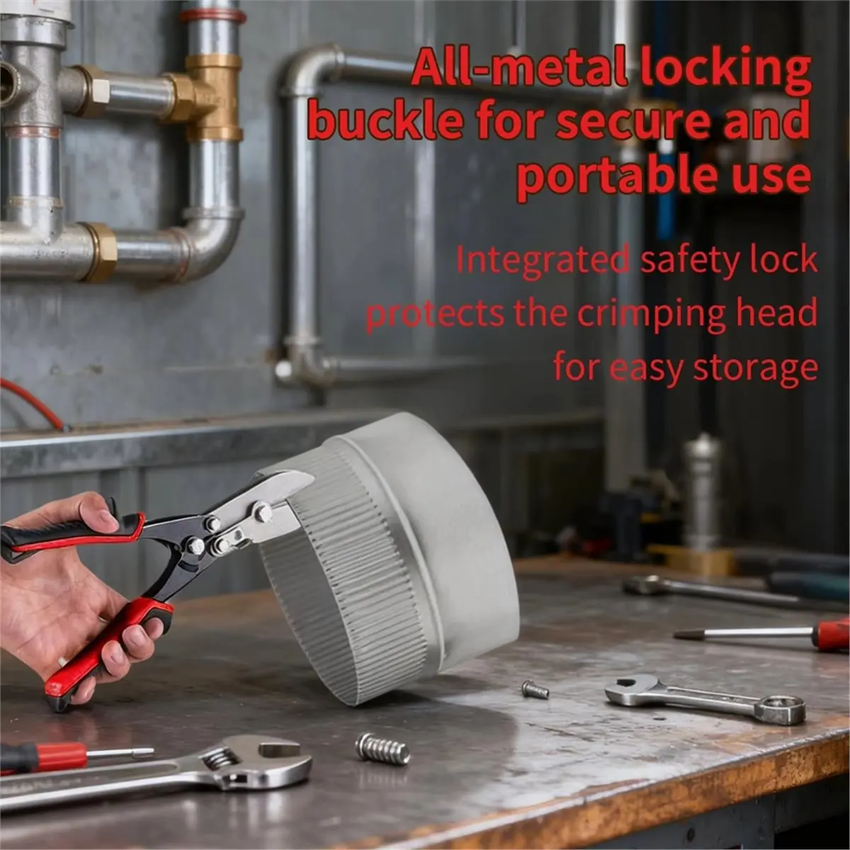 ABNH Pipe Crimper Heavy Duty 5-Cutter Bender Downspouts Crimper Gutter Hand Tools for Stove Pipes Ductworks Electrical System