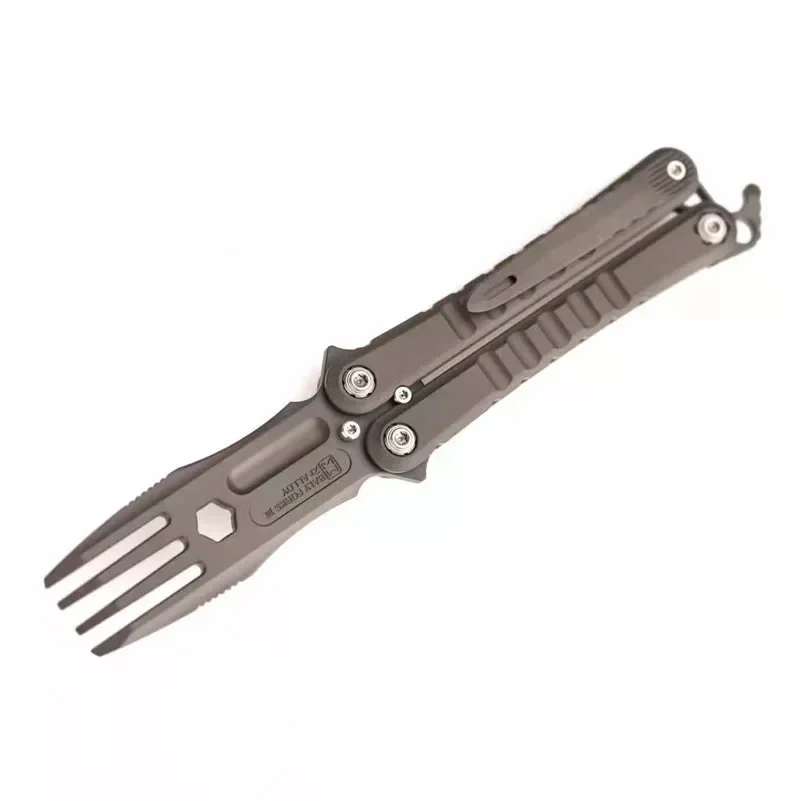 MOYEWORKS Baly Fork 3 Generation Titanium Damascus American Fork Outdoor Defense Broken Window Tactics EDC