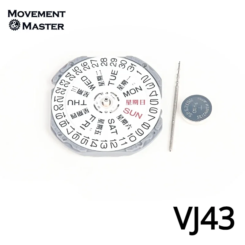 Japan New VJ43 Movement VJ43B Dual Calendar Quartz Movement Three Hands Watch Repair Movement Replacement Parts