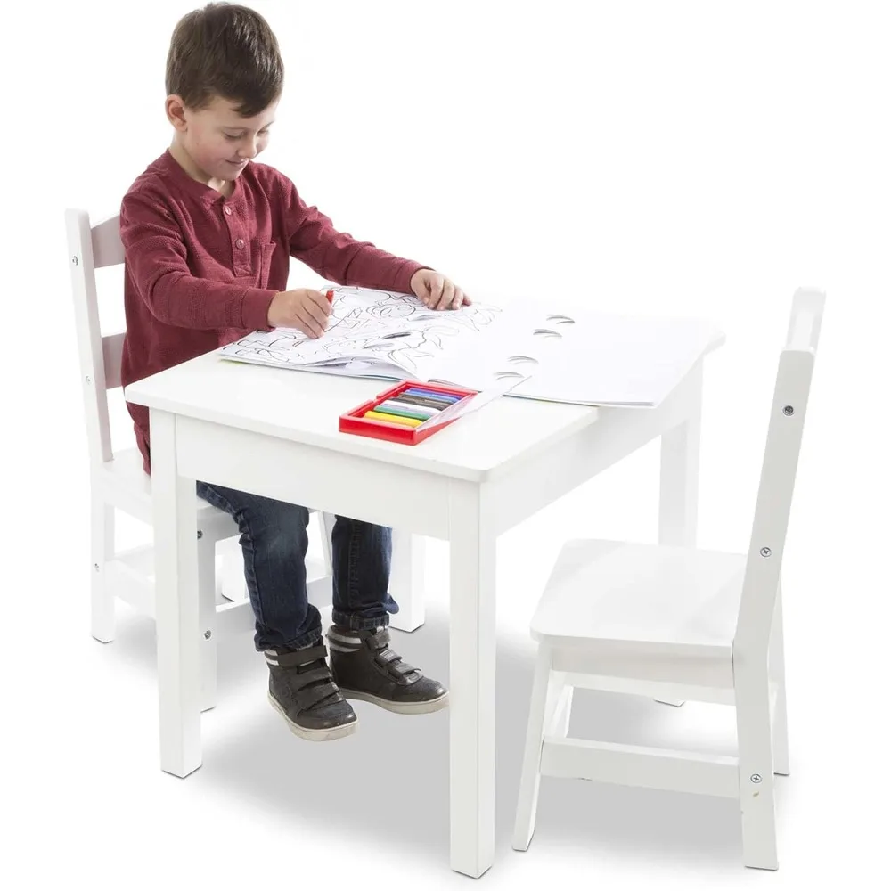 Houten Tafel & Stoelen-Wit