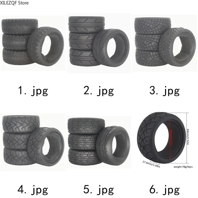 

High Grip Soft On-Road RC Tires 63x26mm w/Sponge Insert for 1/10 Touring Racing Car - Compatible Sakura Tamiya HPI HSP
