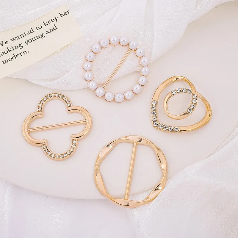4-piece elegant scarf ring fasteners - shirt clips, suitable for ties, dresses and scarves, fashionable accessories for women - Detail 1