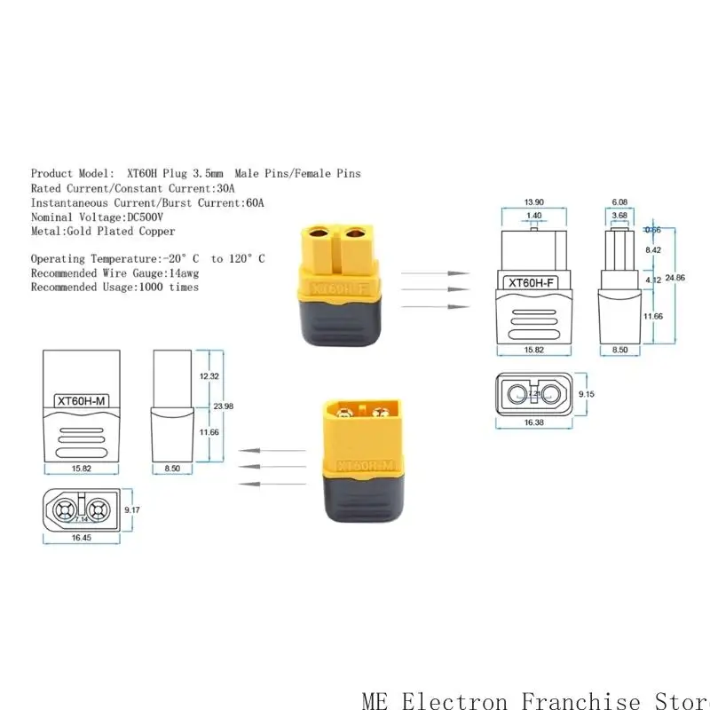

5/10 Pair Industrial XT60H Quick Release Connectors XT60H Male Female Adapter Connectors Power Connectors Equipment