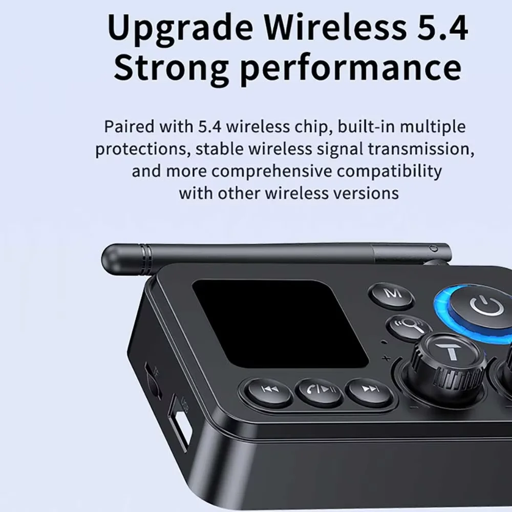 Bluetooth 5.4 Audio Transmitter Receiver Support AUX/COAXIAL/Optical/TF/U Disk with LCD Display For Home Stereo TV Speakers PC