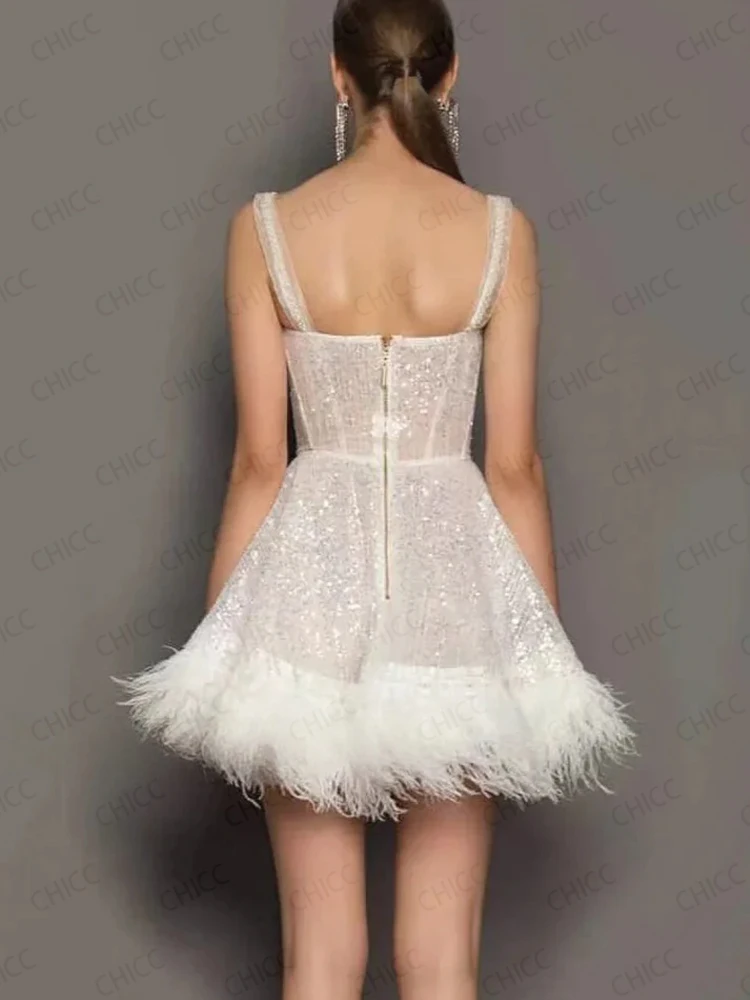 Witte Galajurken Halter Mouwloze Korte Avondjurk Lovertjes Vaders Arabische Homecoming Verjaardagsfeestje Jurk Aangepast