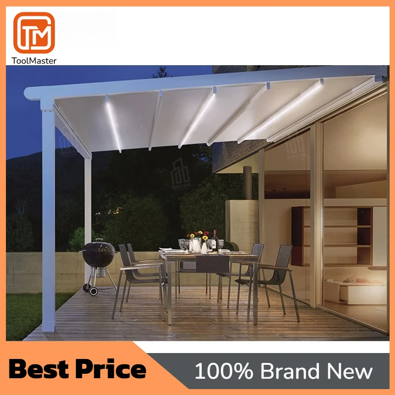 【Hot Sale】Remote Control Garage Awning PVC Roof Gazebo Balcony Retractable Wall Mounted Sustainable Pergola Folding Pergola