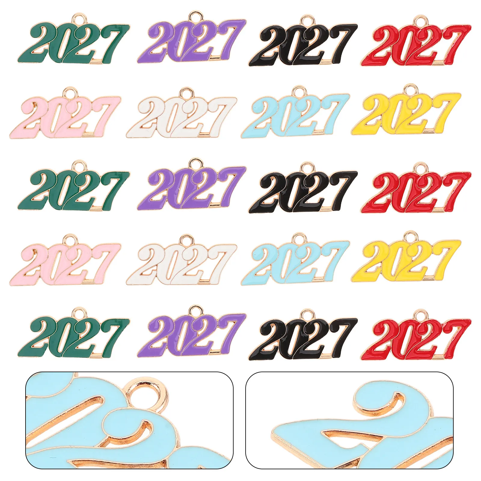 40Pcs Number Pendant Charms Alloy Mini 2027 Year Signets Graduation Tassel New Year Jewelry Findings for Necklace Bracelet