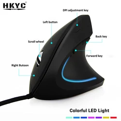 Wired Right Hand Vertical Mouse Ergonomic Gaming Mouse 800 1200 1600 DPI USB Optical Wrist Healthy Mice Mause For PC Computer