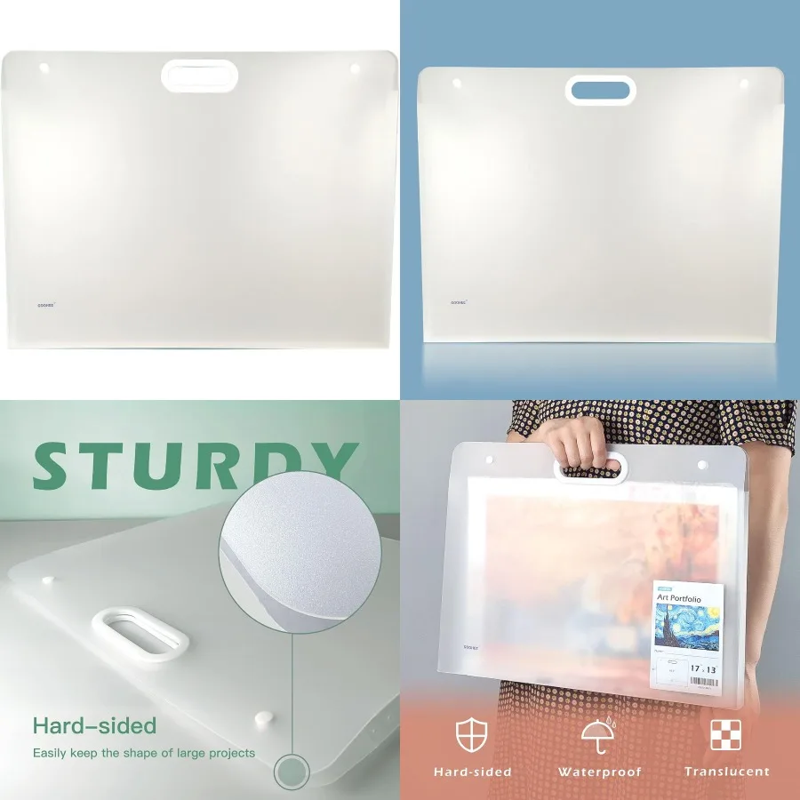 แฟ้มใส่ผลงานศิลปะ ขนาด 17 x 13 นิ้ว ด้านข้างแข็งแรง ทนทาน - กล่องเก็บภาพวาดเพชรคุณภาพพรีเมียม - ขนาดใหญ่