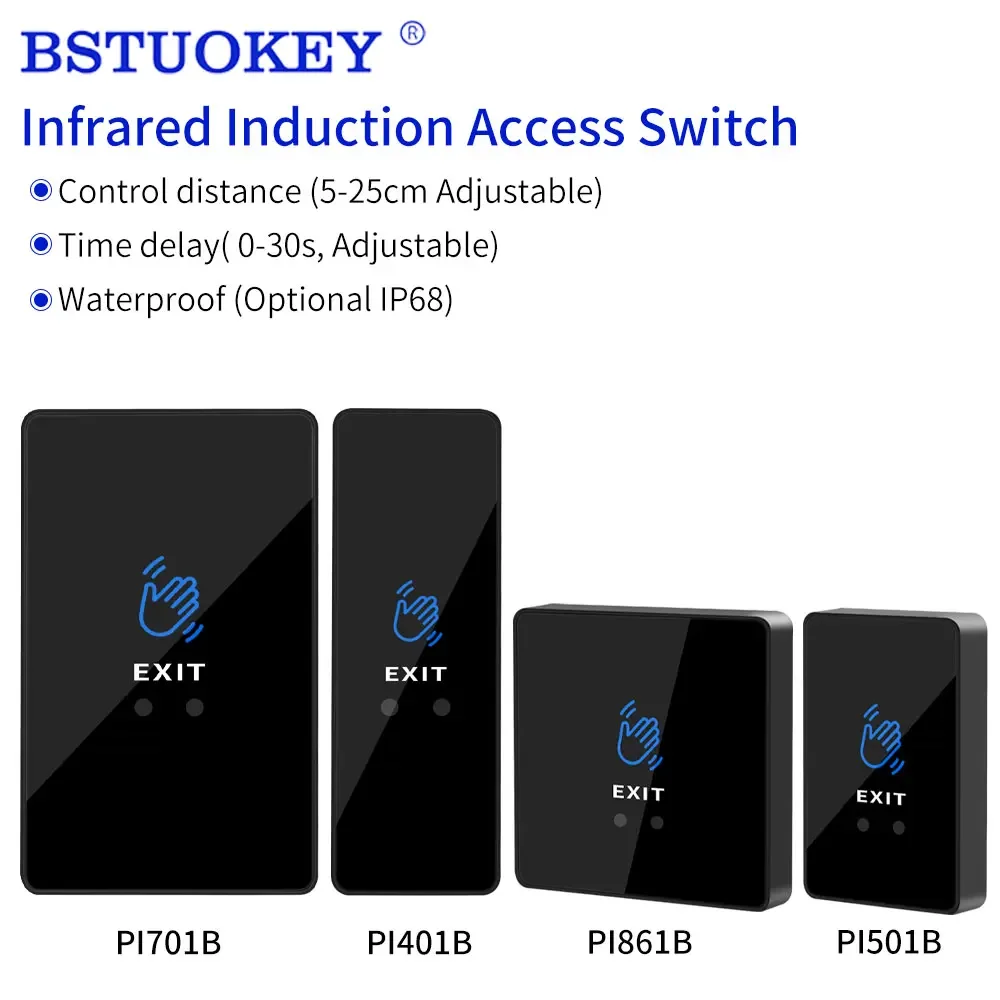 

IR Access Control Exit Switch DC12V Infrared Sensor Button Non-Contact Door Opening Switch Wall Mounted Exit Switch Panel Button