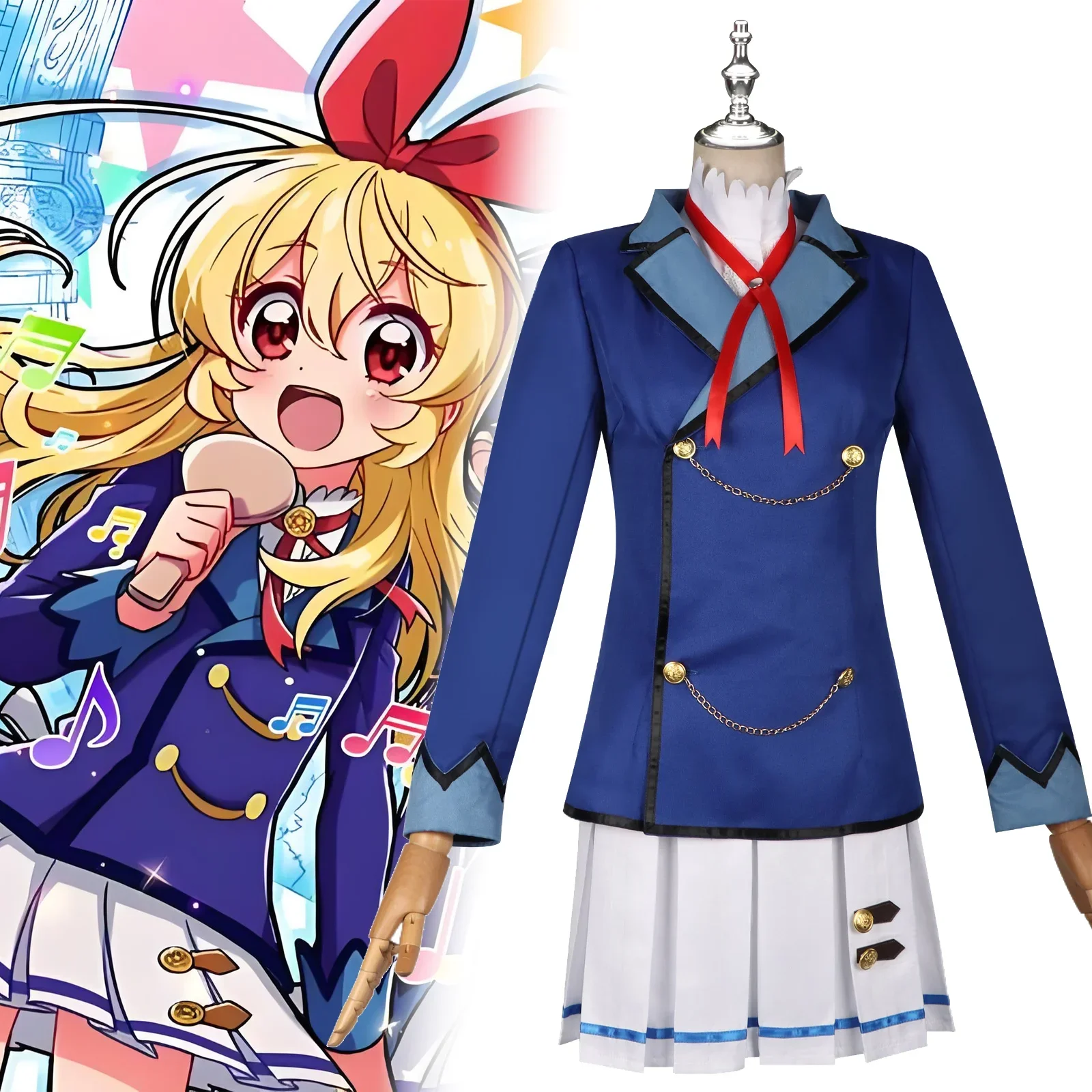 

Anime Aikatsu Hoshimiya Ichigo Cosplay Costume Adult Women High School Uniform JK Full Set Lolita Suit Halloween Party Outfits