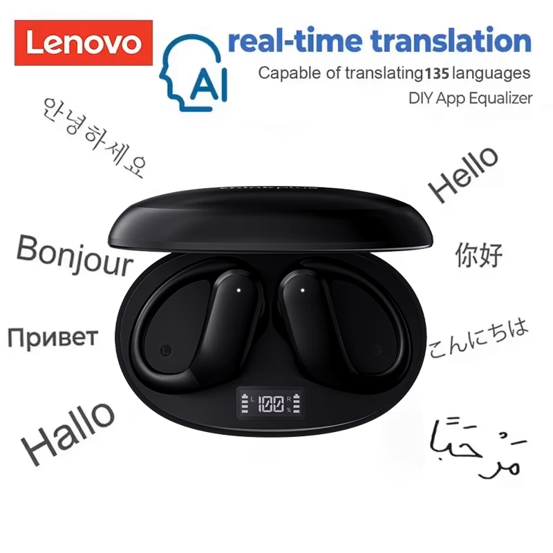 בחר אוזניות Lenovo XT55 OWS Bluetooth V5.4 עם זמן המתנה הארוך ביותר של 45 שעות, אוזניות ספורט ארגונומיות לריצה