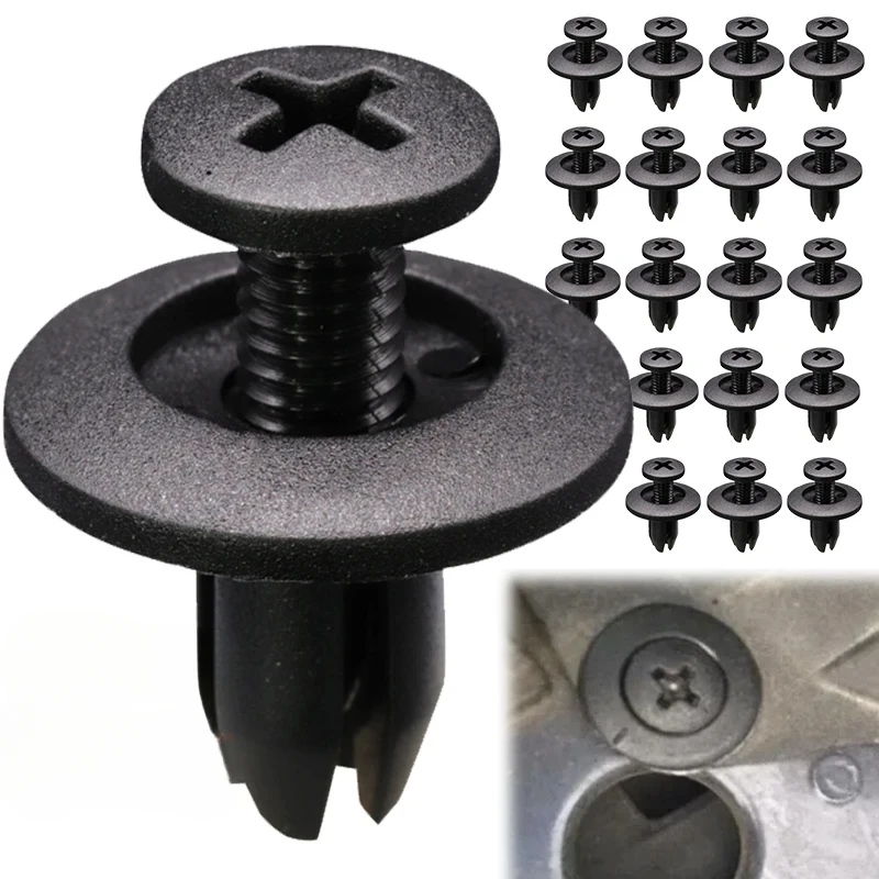 8mm Plastic Rivets Fasteners Screw Car Bumper Fender Black Rivet Car Fastener Clips for Toyota Focus Kia Nissan Yamaha