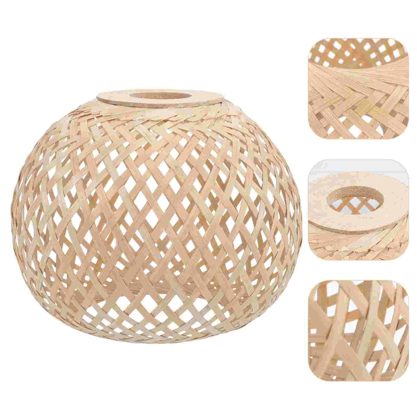 Woven Bamboo Lampshade Light Bulb Cage Guard Rattan Basket Chandelier Lamp Shade Light Cover