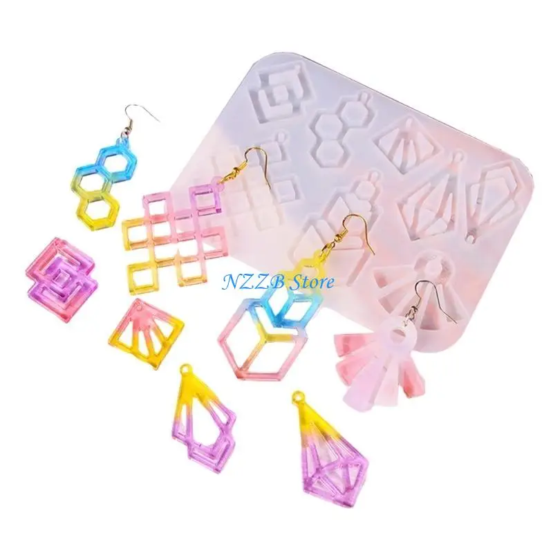 

T21F Earring Pendant Silicone Mold Vintage Geometric Heart Epoxy Resin Mould for DIY