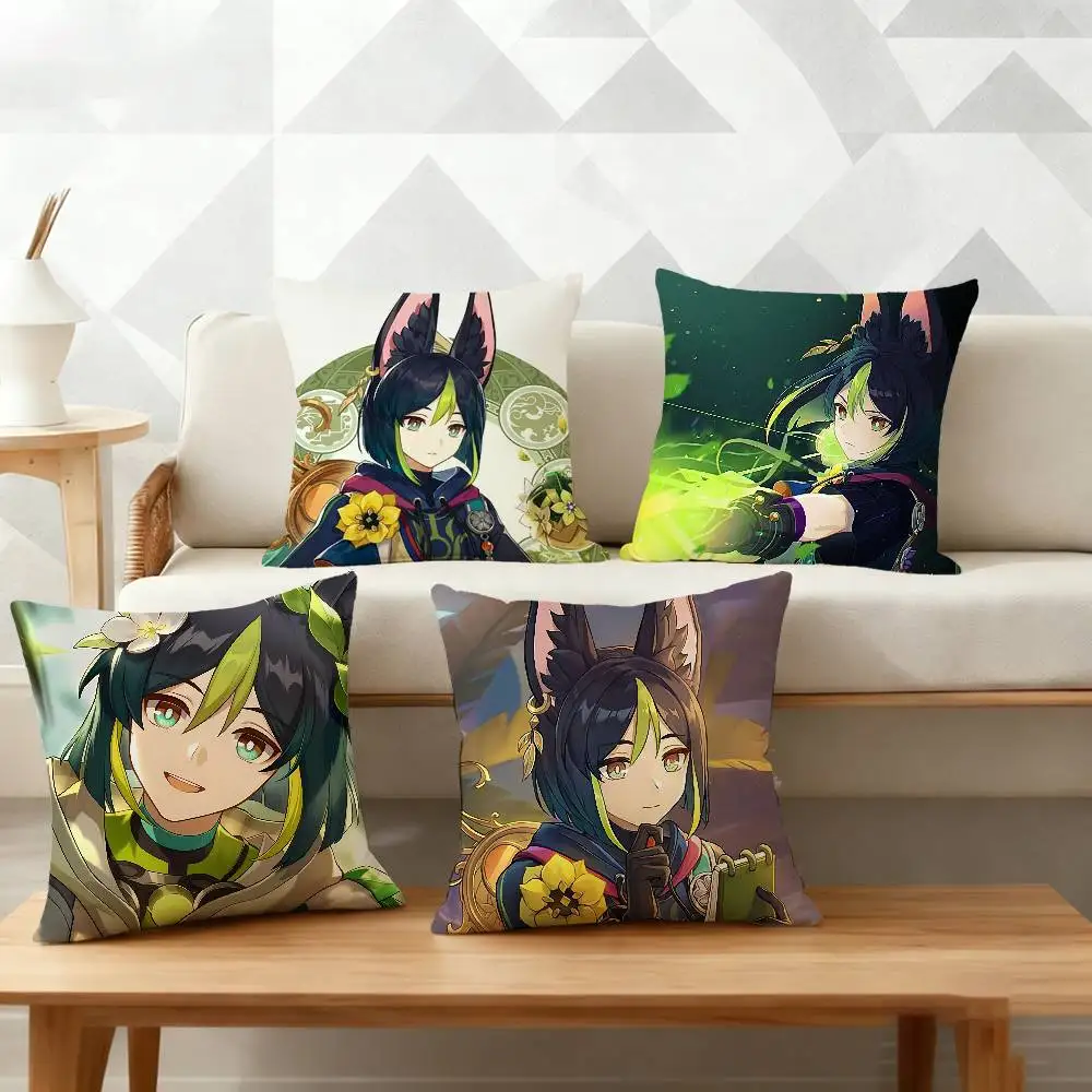 

T-Tighnari G-genshin impact Pillow Case Pattern Printed Pillowcase For Living Room Sofa Cushion Cover