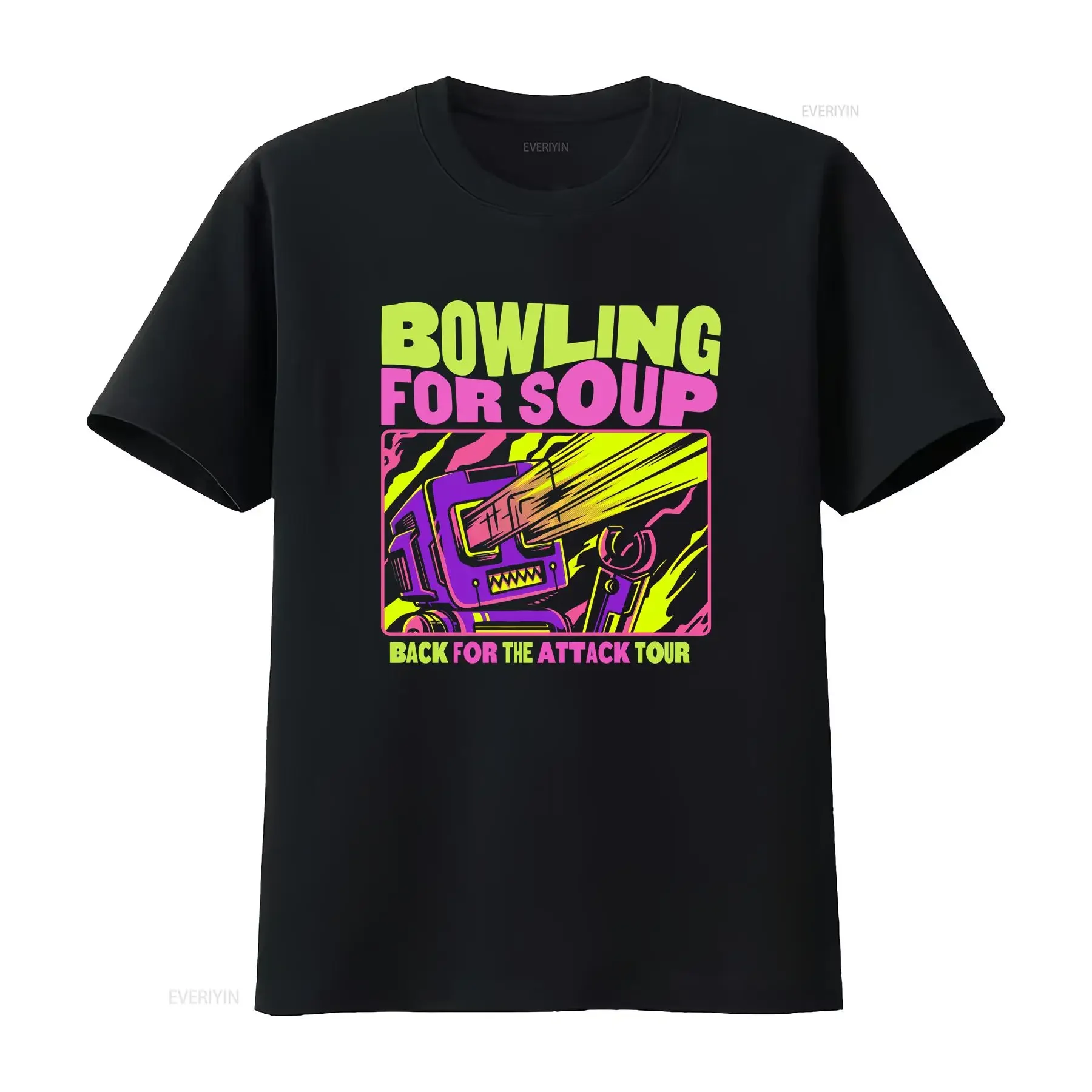 BOWLING FOR SOUP Band BACK THE ATTACK TOUR 1 Sided T Shirt Full Size S 5XL vintage Washed Unisex designer clothes Versatile